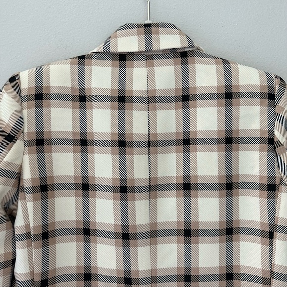 H&M (XXS) Double-Breasted Blazer in Ivory, Black and Beige Plaid - Picture 14 of 14